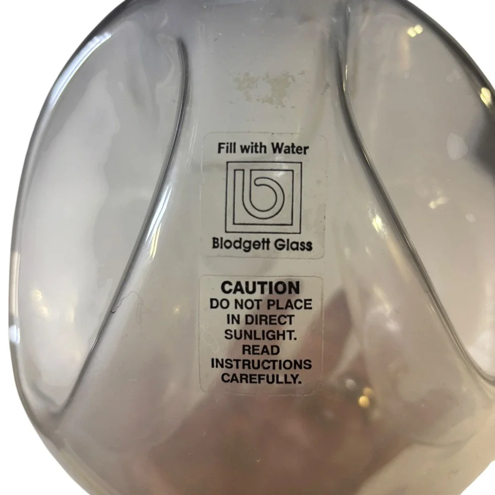 Blodgett Glass Hand Blown Clear Sphere Orb Vase 3-Well Sculptural Bud Vase 6.5in